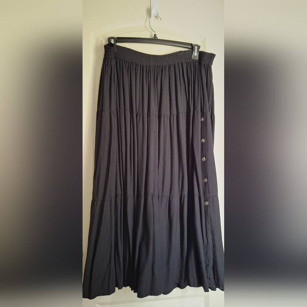 Elegant Black Maxi Skirt Sz XL Boho Western Coastal Rodeo Country Nashville 15